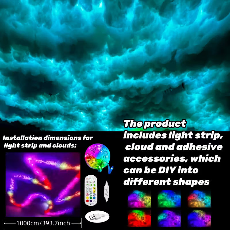 DIY "Thundercloud" lighting with LED and USB power supply🌈☁️