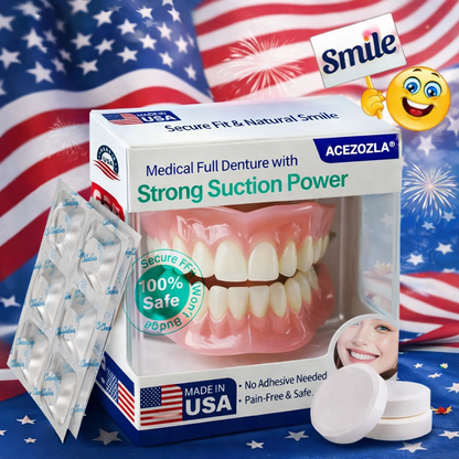 🔥Limited Time 50% OFF： 2nd ltem 60% Off🔥Acezozla® Medical Full Denture with Strong Suction ✅ Made and Shipped from the USA🍀