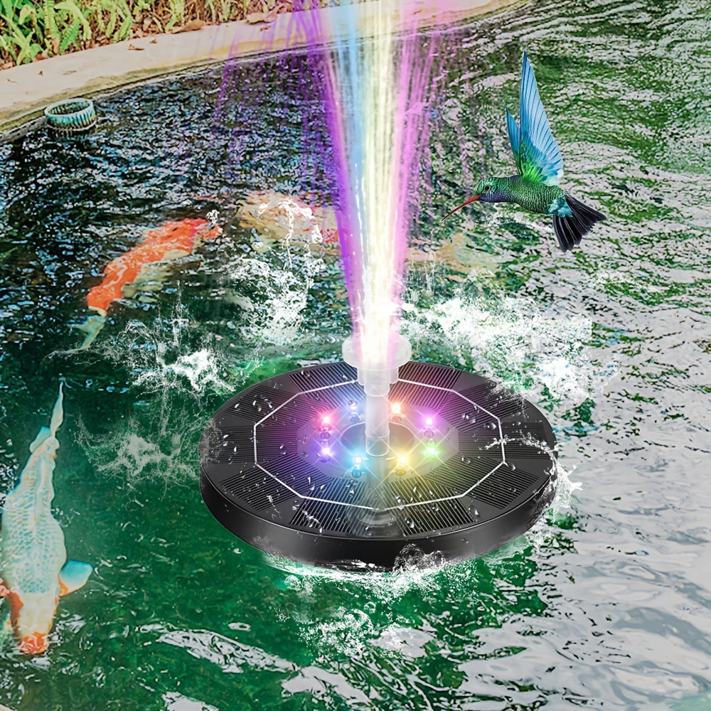 Peachlife™ Solar Fountain with 6 Nozzles – Solar Powered, Rechargeable Battery, LED Option